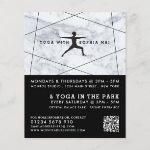 Trendy Modern Marble Yoga Class Adverteren Flyer