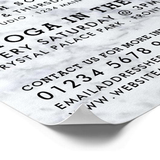 Trendy Modern Marble Yoga Class Adverteren Poster (Hoek)