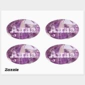Trendy Modern Mauve Paarse Amethist Naam Sjabloon Ovale Sticker (Vel)