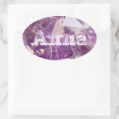 Trendy Modern Mauve Paarse Amethist Naam Sjabloon Ovale Sticker (Tas)