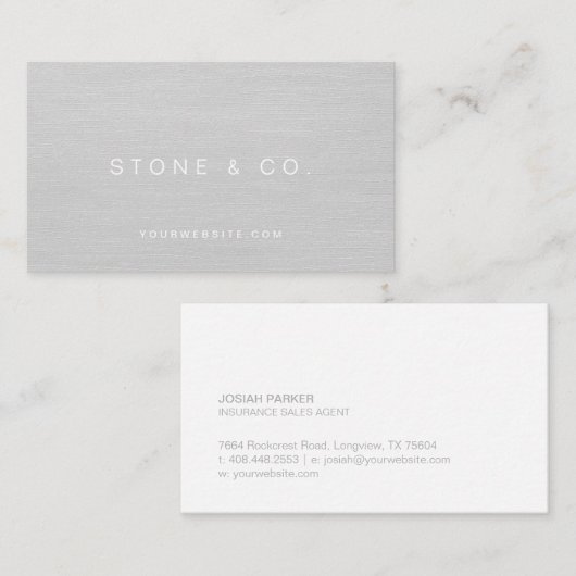 Trendy, modern, minimaal en ophisticated grijs visitekaartje (Voorkant / Achterkant)