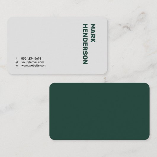 Trendy Modern Minimal Emerald Green Visitekaartje (Voorkant / Achterkant)