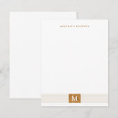 Trendy Modern Minimalist Copper Folie Monogram Notitiekaartje (Voorkant / Achterkant)