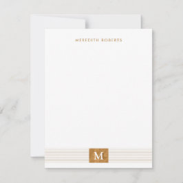 Trendy Modern Minimalist Copper Folie Monogram Notitiekaartje