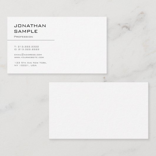 Trendy Modern Minimalist Design Elegant Plain Visitekaartje (Voorkant / Achterkant)