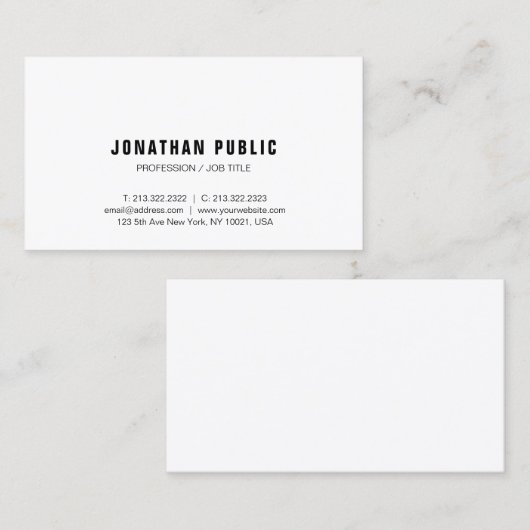 Trendy Modern Minimalist Design Elegant Sjabloon Visitekaartje (Voorkant / Achterkant)