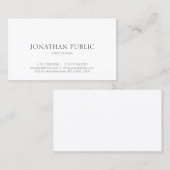 Trendy Modern Minimalist Elegant Design White Visitekaartje (Voorkant / Achterkant)
