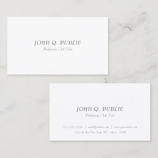 Trendy Modern Minimalist Elegant Simple Sjabloon Visitekaartje (Voorkant / Achterkant)