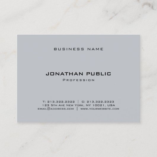 Trendy Modern Minimalist Grey Sjabloon Elegant Visitekaartje (Achterkant)