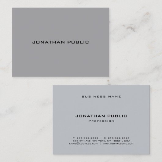 Trendy Modern Minimalist Grey Sjabloon Elegant Visitekaartje (Voorkant / Achterkant)