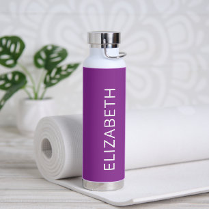 Trendy Modern Minimalist Magenta Persoonlijke naam Waterfles
