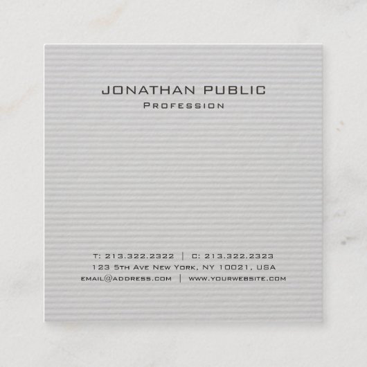 Trendy Modern Minimalist Professional Elegant Vierkante Visitekaartje (Achterkant)