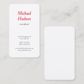 Trendy Modern Minimalist Professional Red White Visitekaartje (Voorkant / Achterkant)