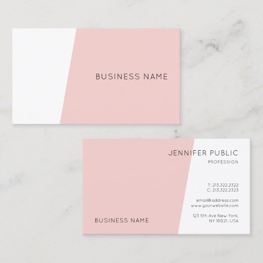 Trendy Modern Minimalist Sjabloon Blush Pink Visitekaartje (Voorkant / Achterkant)