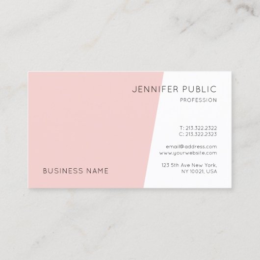 Trendy Modern Minimalist Sjabloon Blush Pink Visitekaartje (Achterkant)