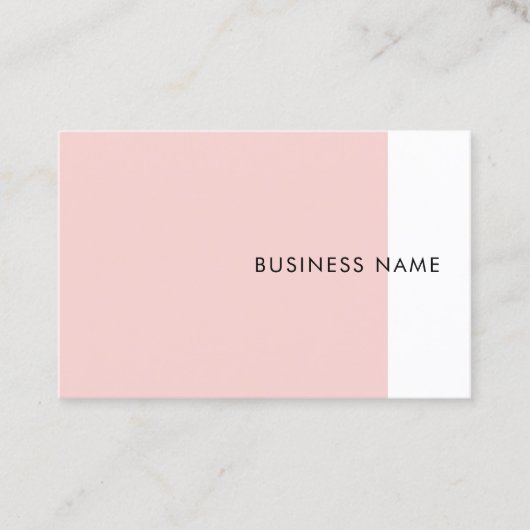 Trendy Modern Minimalist Sjabloon Blush Pink White Visitekaartje (Voorkant)