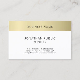 Trendy Modern Minimalistic Plain Gold Blik Elegant Visitekaartje