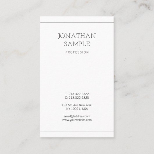 Trendy Modern Minimalistisch Design Chic Plain Lux Visitekaartje (Voorkant)