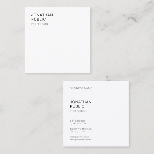 Trendy Modern Minimalistisch Design Sjabloon Elega Vierkante Visitekaartje (Voorkant / Achterkant)