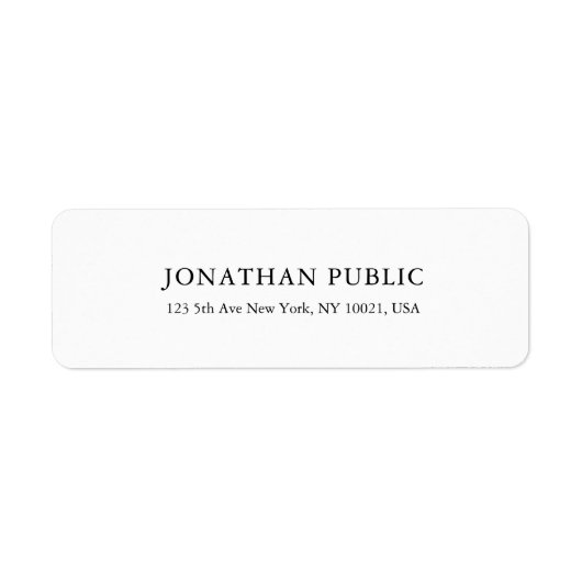 Trendy Modern Minimalistisch Elegant Plain White Etiket (Voorkant)