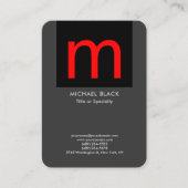 Trendy modern minimalistisch grijs zwart monogram visitekaartje (Voorkant)