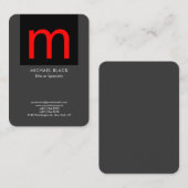 Trendy modern minimalistisch grijs zwart monogram visitekaartje (Voorkant / Achterkant)
