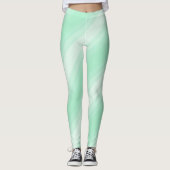 Trendy Modern Mint Green White Stripes Sjabloon Leggings (Voorkant)