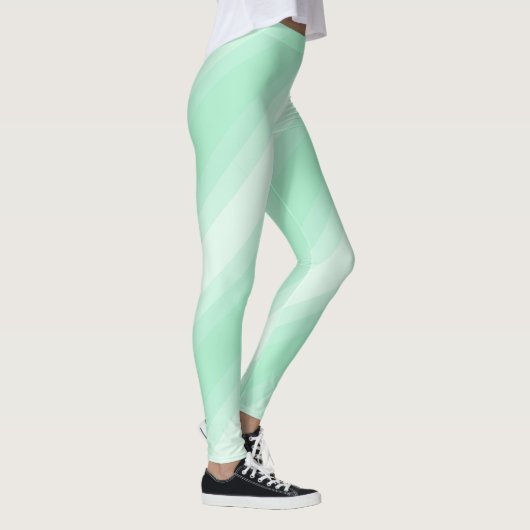 Trendy Modern Mint Green White Stripes Sjabloon Leggings (Rechts)
