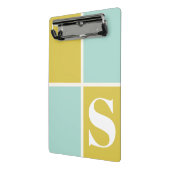 Trendy Modern Monogram Blauw Geel Geometrisch Mini Klembord (Angled2)