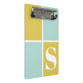 Trendy Modern Monogram Blauw Geel Geometrisch Mini Klembord (Schuin)