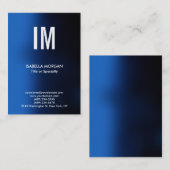 Trendy Modern Monogram Blue Visitekaartje (Voorkant / Achterkant)