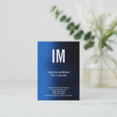Trendy Modern Monogram Blue Visitekaartje (Staand voorkant)