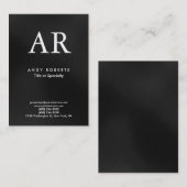 Trendy Modern Monogram Dark Gray Black Visitekaartje (Voorkant / Achterkant)