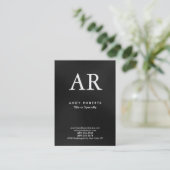 Trendy Modern Monogram Dark Gray Black Visitekaartje (Staand voorkant)