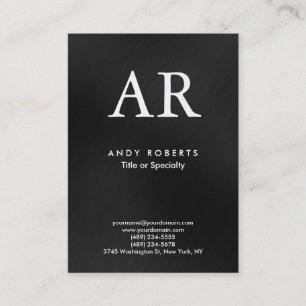 Trendy Modern Monogram Dark Gray Black Visitekaartje