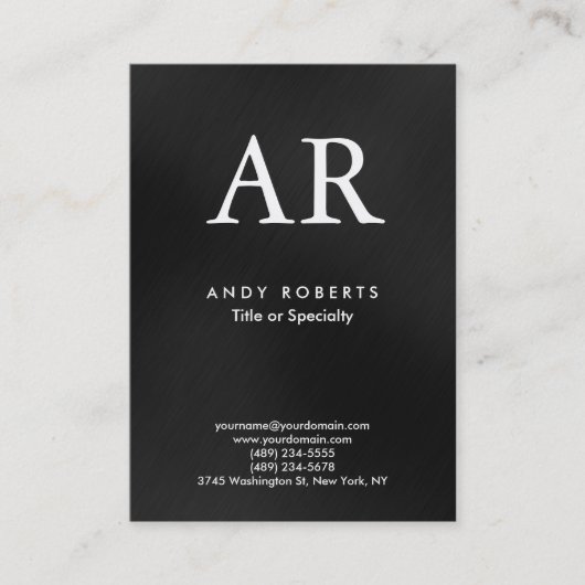 Trendy Modern Monogram Dark Gray Black Visitekaartje (Voorkant)