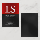 Trendy Modern Monogram Dark Gray Red Visitekaartje (Voorkant / Achterkant)