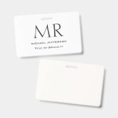 Trendy Modern Monogram Eenvoudig Minimalistisch Badge (Voor- en achterkant)