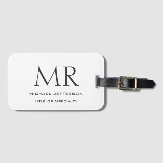 Trendy Modern Monogram Eenvoudig Minimalistisch Bagagelabel (Voorkant (horizontaal))