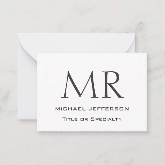 Trendy Modern Monogram Eenvoudig Minimalistisch Notitiekaartje (Voorkant)
