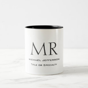 Trendy Modern Monogram Eenvoudig Minimalistisch Tweekleurige Koffiemok