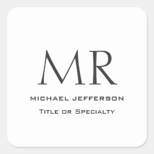 Trendy Modern Monogram Eenvoudig Minimalistisch Vierkante Sticker