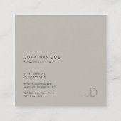 Trendy Modern Monogram Eenvoudige Sjabloon Elegant Vierkante Visitekaartje (Achterkant)