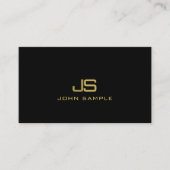 Trendy Modern Monogram Elegant Black Gold Visitekaartje (Voorkant)