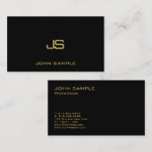Trendy Modern Monogram Elegant Black Gold Visitekaartje (Voorkant / Achterkant)