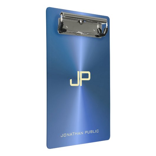 Trendy Modern Monogram Elegant Blue Sjabloon Mini Klembord (Schuin)