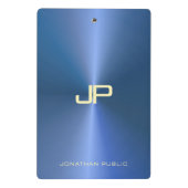 Trendy Modern Monogram Elegant Blue Sjabloon Mini Klembord (Achterkant)