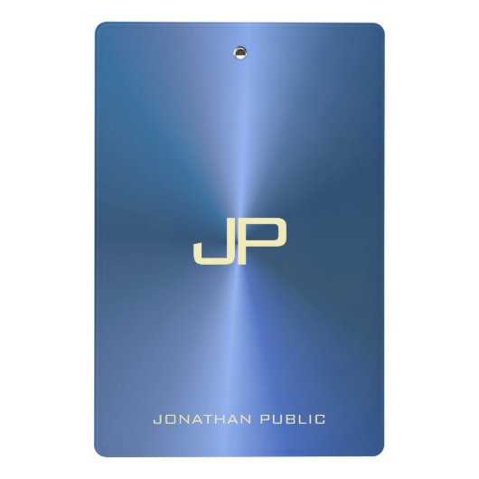 Trendy Modern Monogram Elegant Blue Sjabloon Mini Klembord (Achterkant)