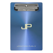 Trendy Modern Monogram Elegant Blue Sjabloon Mini Klembord (Voorkant)