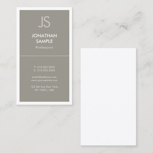 Trendy Modern Monogram Elegant Eenvoudige Sjabloon Visitekaartje (Voorkant / Achterkant)